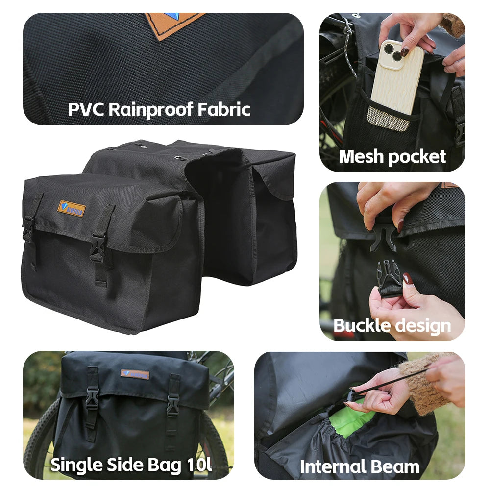 Bike Saddle Bag Waterproof and Large Capacity Outdoor Cycle Luggage Pack Bike Storage Bag Bike Accessories Bag