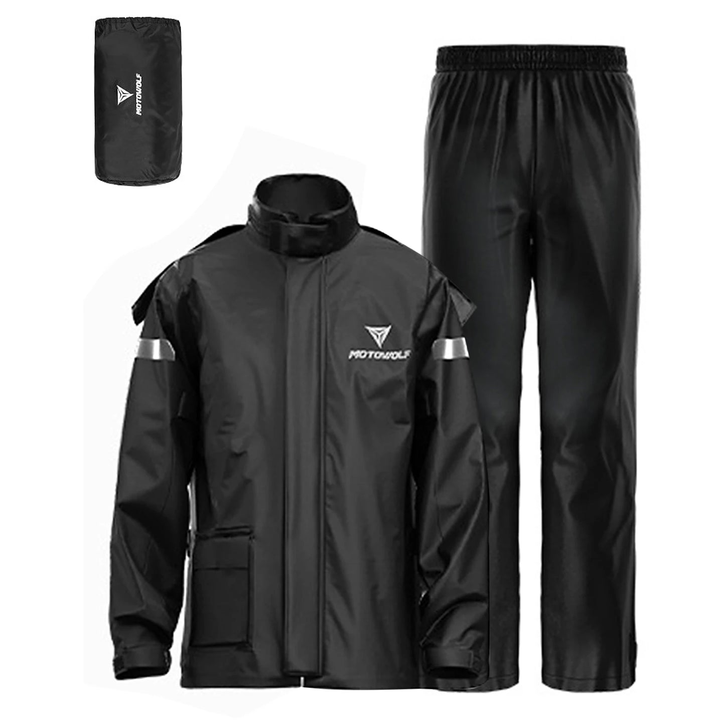 Men Motorcycle Rain Suit Outdoor Reflective Waterproof Rain Jacket and Pants Rain Gear for Bike Riding Cycle Camping Hiking