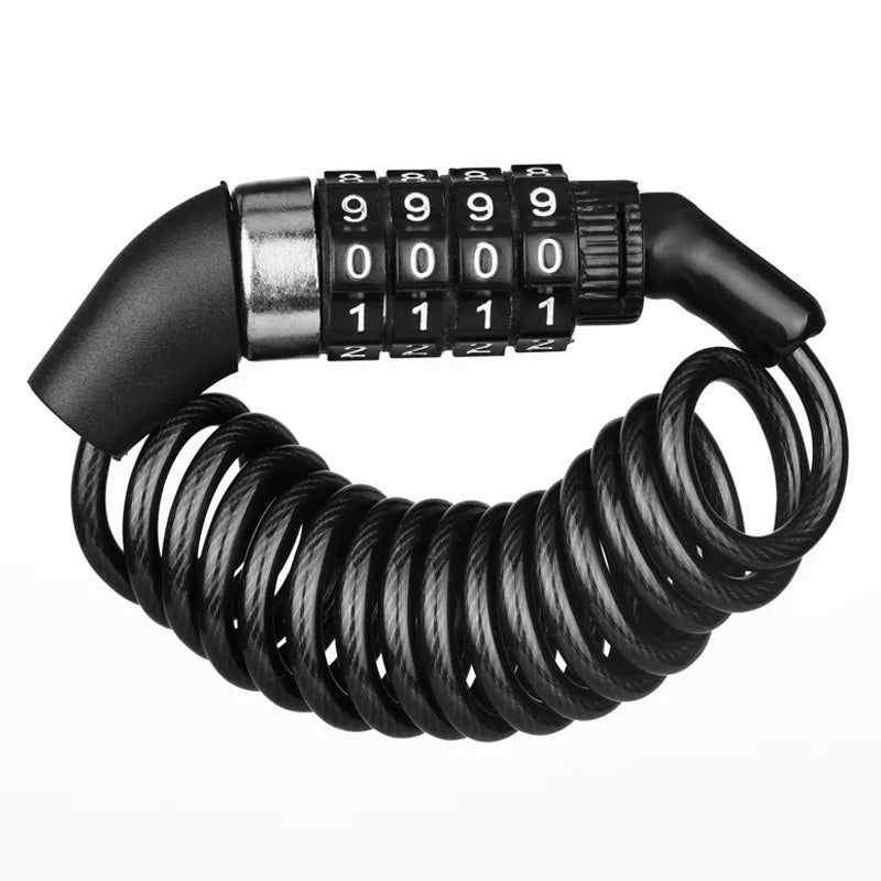 Bicycle Lock Helmet Lock Bicycle Safety Lock Password Rope Lock Steel Wire Lock Mountain Bike Backpack Lock Portable Steel