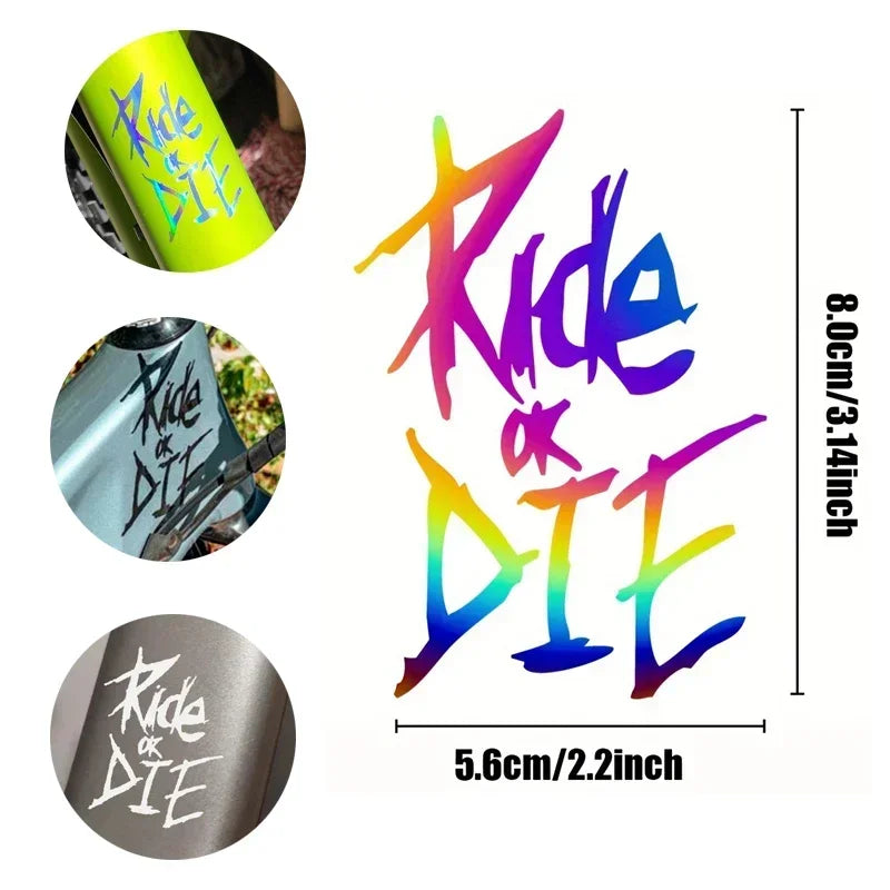 Ride or Die Bike Frame Stickers Bicycle Top Tube Waterproof Decals for MTB Bicycle Decorative Frame Bike Motorcycle Accessories