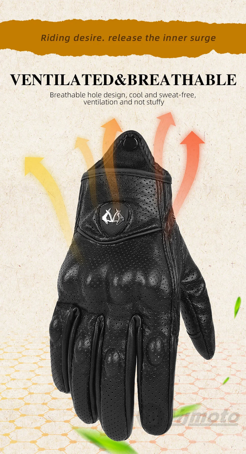 Motorcycle Gloves Summer Leather Motocross Glove Men Women Retro Biker Cycling Motorcyclist Protected Goatskin Mtb Cycling Glove