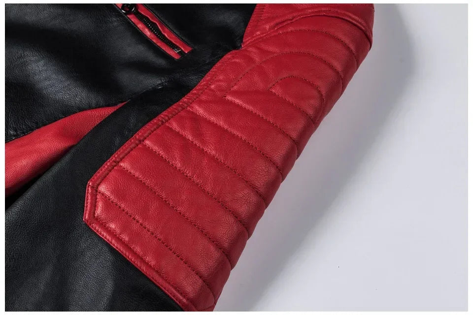 Biker Jacket Stylish Contrast Colors Classic Biker Overcoat Motor Men Jacket Motorcycle Baseball Men Y2K-Harajuku Patchwork
