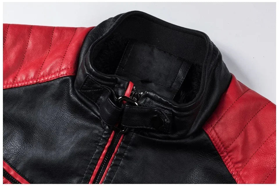 Biker Jacket Stylish Contrast Colors Classic Biker Overcoat Motor Men Jacket Motorcycle Baseball Men Y2K-Harajuku Patchwork