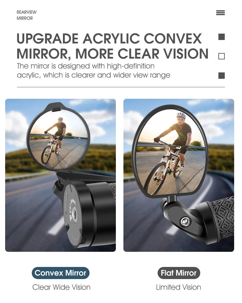 WEST BIKING Bicycle Rearview Mirror Universal Adjustable Convex Mirrors Rotate Handlebar End Mirror MTB Road Bike Accessories
