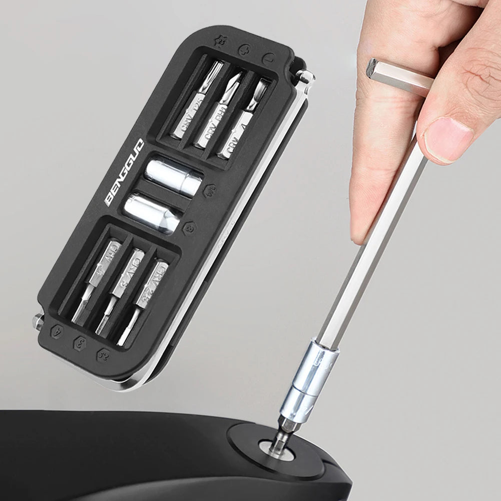 Bicycle Repair Tools 10 in 1 Multifunctional MTB Road Bike Tool Kit Portable Hexagon Wrench Bit Socket Set Tool Combination