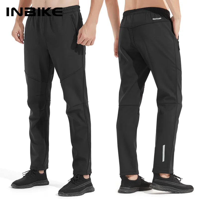 INBIKE Winter Cycling Pants Men Thermal Fleece Bicycle Leggings Windproof Outdoor Biker Riding Pants Tights MTB Cycling Clothing