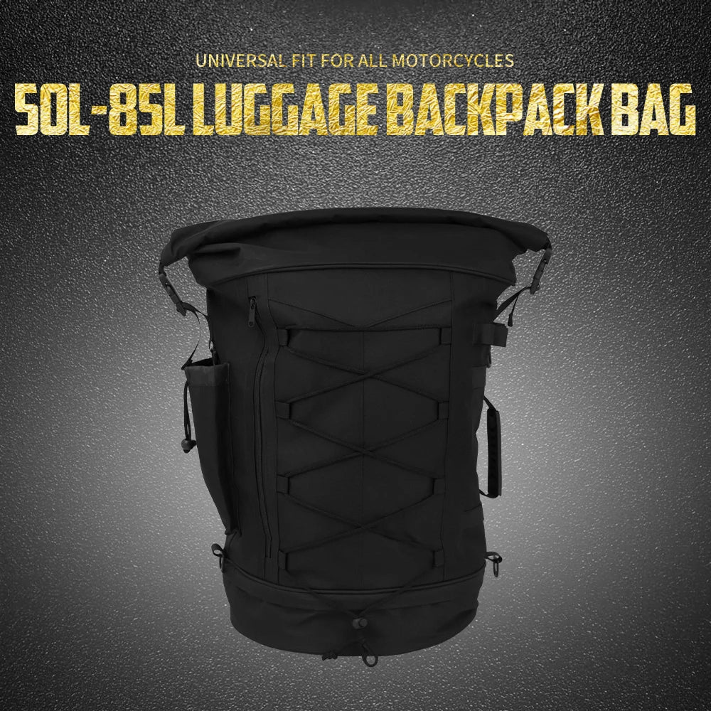 Motorcycle 50L-85L Luggage Backpack Sissy Bar Backrest Bag With Straps Expandable Tail Rack Bag Universal For Most Motorcycles