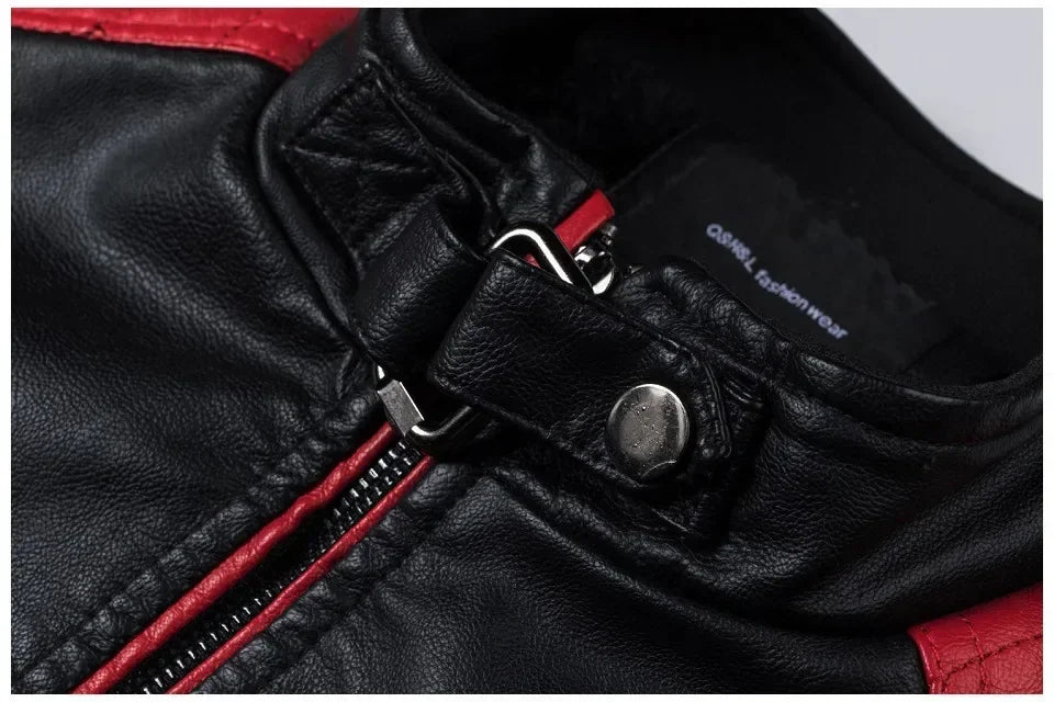 Biker Jacket Stylish Contrast Colors Classic Biker Overcoat Motor Men Jacket Motorcycle Baseball Men Y2K-Harajuku Patchwork