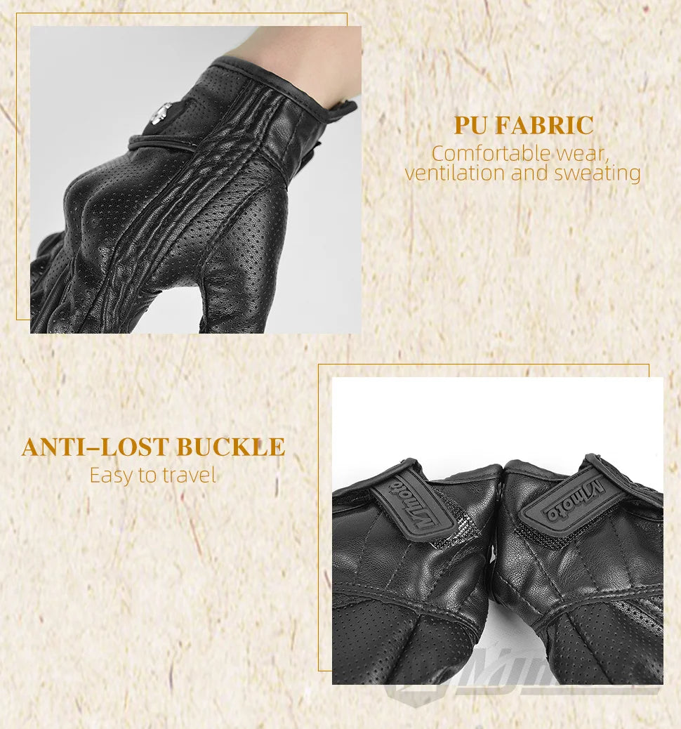 Motorcycle Gloves Summer Leather Motocross Glove Men Women Retro Biker Cycling Motorcyclist Protected Goatskin Mtb Cycling Glove