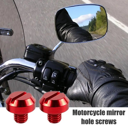 Motorcycle Mirror Screws 2PCS Aluminum Alloy Motorcycle Rearview Plugs Motorcycle Screws For Commuting Travel Motorcycle