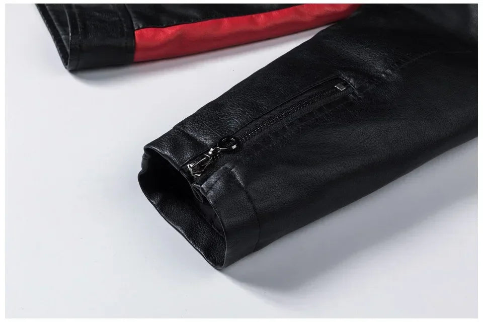 Biker Jacket Stylish Contrast Colors Classic Biker Overcoat Motor Men Jacket Motorcycle Baseball Men Y2K-Harajuku Patchwork