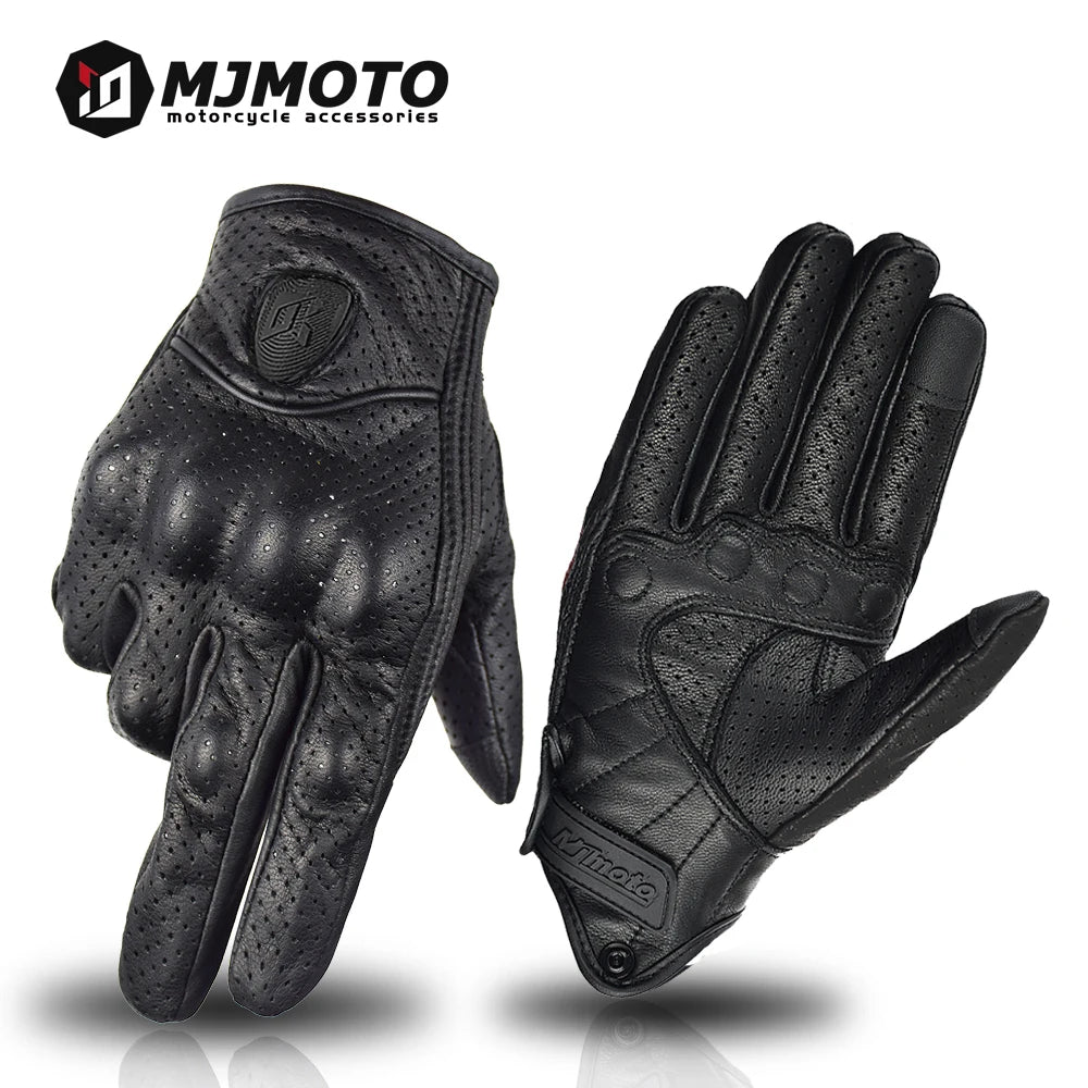 Motorcycle Gloves Summer Leather Motocross Glove Men Women Retro Biker Cycling Motorcyclist Protected Goatskin Mtb Cycling Glove