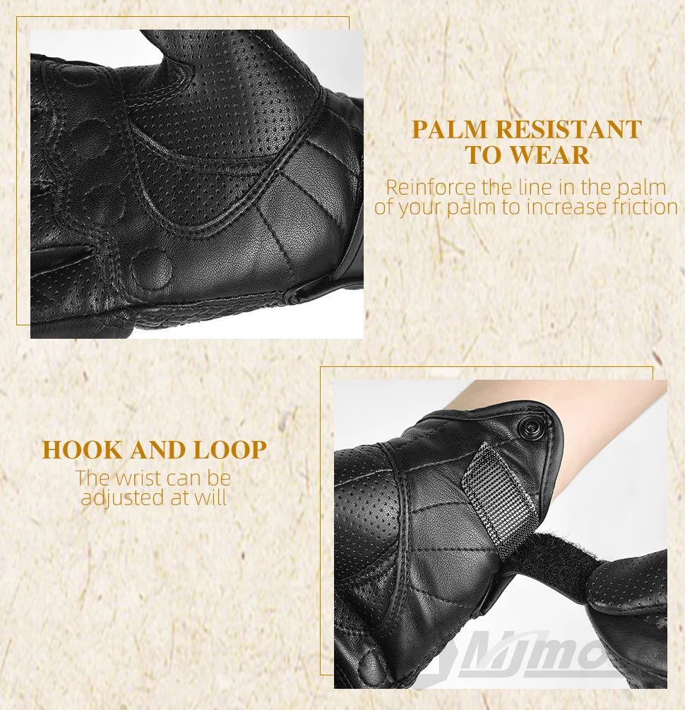 Motorcycle Gloves Summer Leather Motocross Glove Men Women Retro Biker Cycling Motorcyclist Protected Goatskin Mtb Cycling Glove