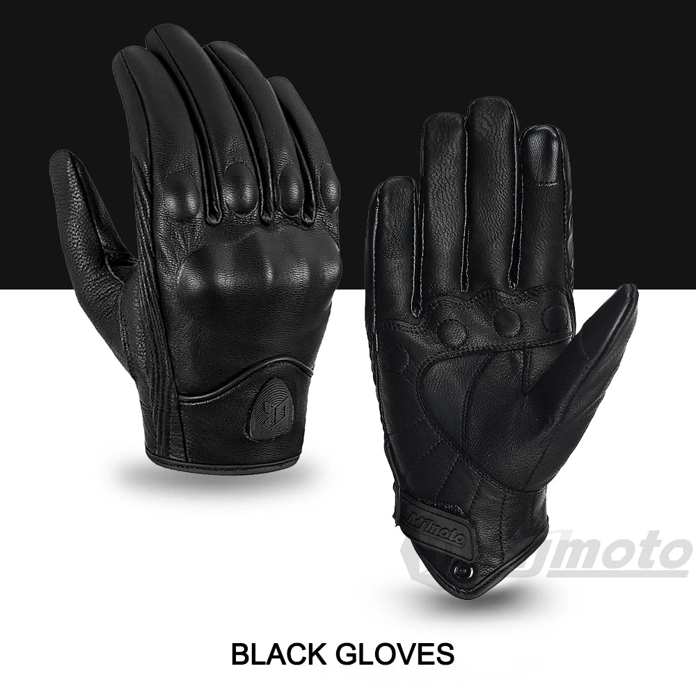 Motorcycle Gloves Summer Leather Motocross Glove Men Women Retro Biker Cycling Motorcyclist Protected Goatskin Mtb Cycling Glove