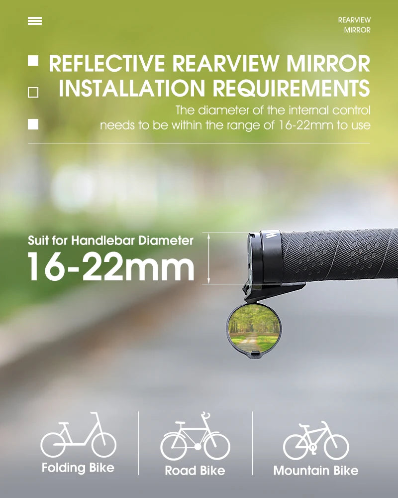 WEST BIKING Bicycle Rearview Mirror Universal Adjustable Convex Mirrors Rotate Handlebar End Mirror MTB Road Bike Accessories
