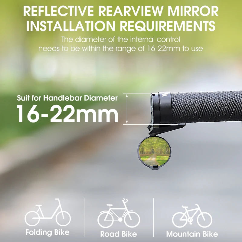 WEST BIKING Bicycle Rearview Mirror Universal Adjustable Convex Mirrors Rotate Handlebar End Mirror MTB Road Bike Accessories