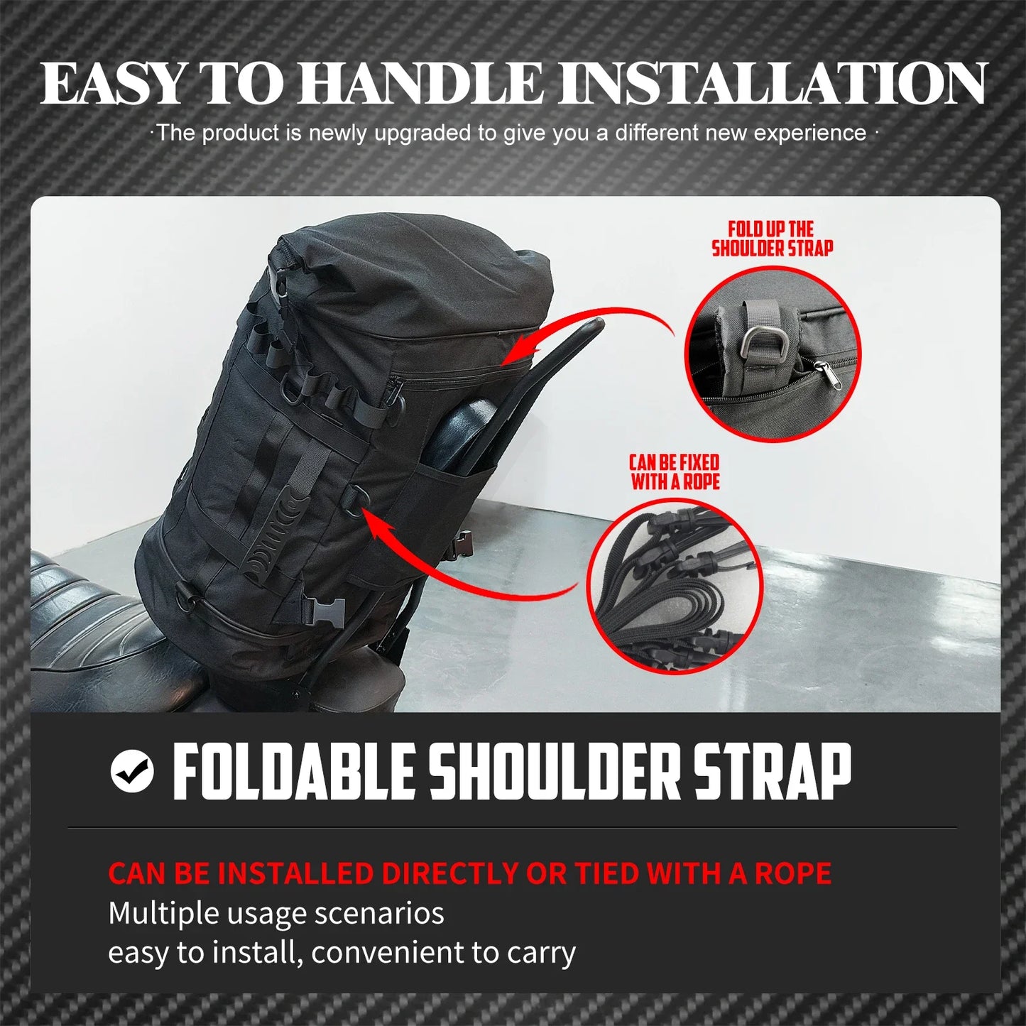 Motorcycle 50L-85L Luggage Backpack Sissy Bar Backrest Bag With Straps Expandable Tail Rack Bag Universal For Most Motorcycles