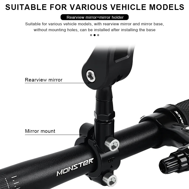 RIDERACE Bicycle Handlebar Reflector Rear View Mirror For MTB Mountain Bike Scooter Wide-Range Cycling Adjustable Angles Mirrors
