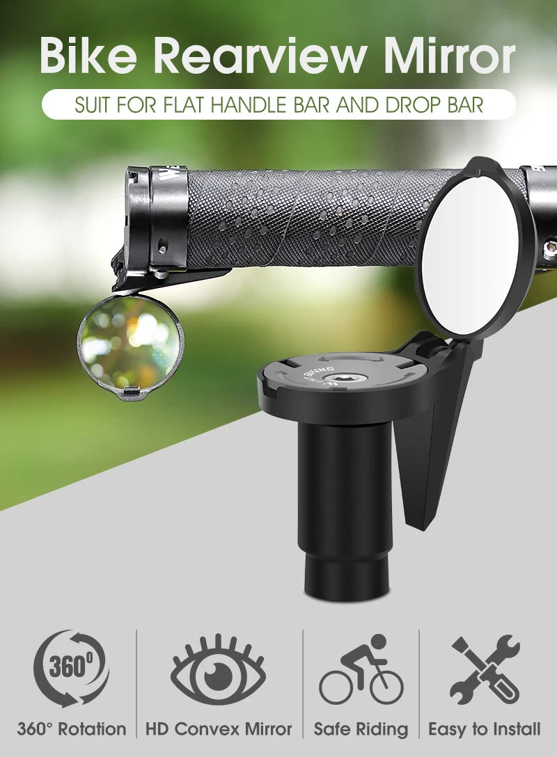 WEST BIKING Bicycle Rearview Mirror Universal Adjustable Convex Mirrors Rotate Handlebar End Mirror MTB Road Bike Accessories