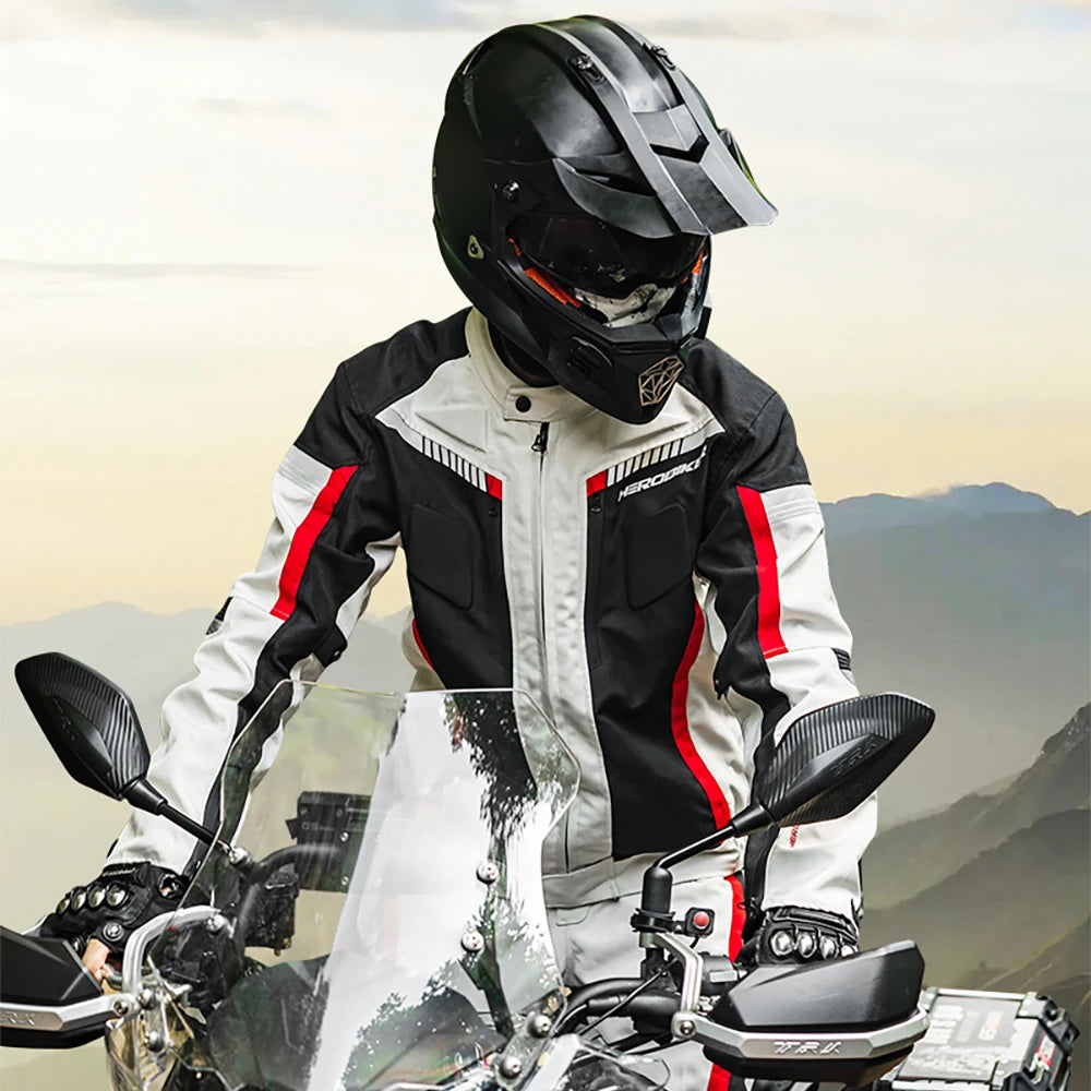 HEROBIKER Waterproof Motorcycle Jacket Man Racing Jacket Wearable Motorcycle Pants Moto Clothing With EVA Protection