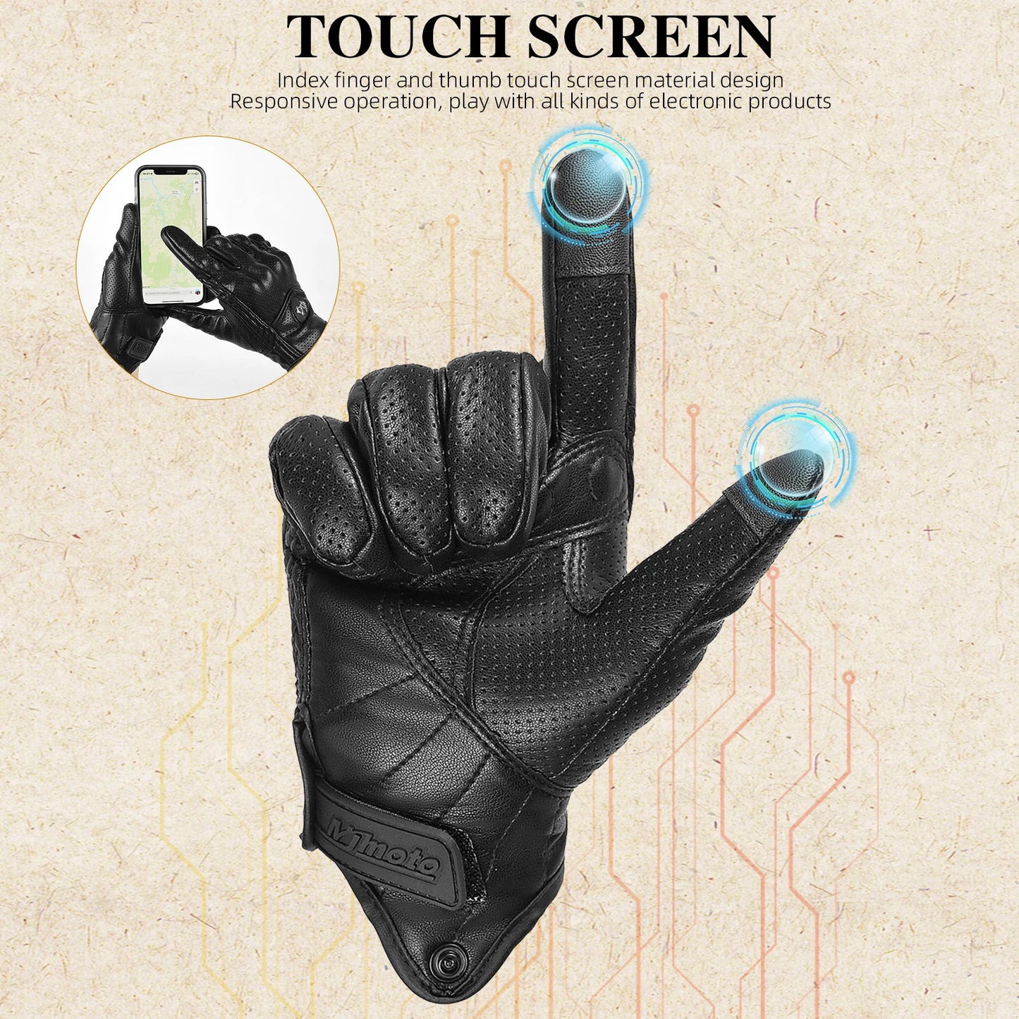 Motorcycle Gloves Summer Leather Motocross Glove Men Women Retro Biker Cycling Motorcyclist Protected Goatskin Mtb Cycling Glove