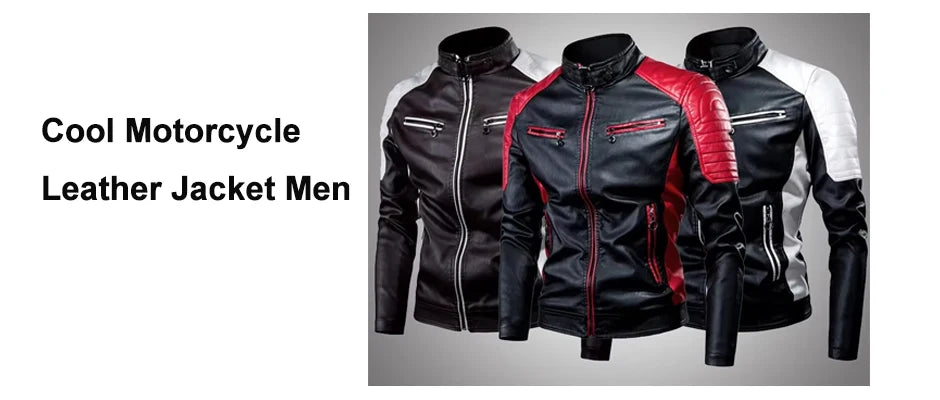 Biker Jacket Stylish Contrast Colors Classic Biker Overcoat Motor Men Jacket Motorcycle Baseball Men Y2K-Harajuku Patchwork