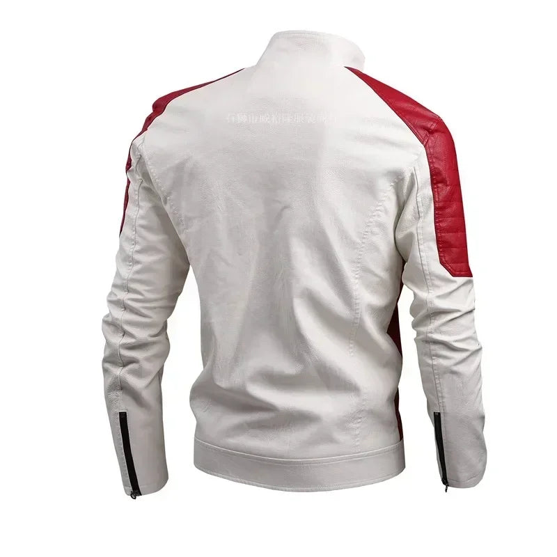 Biker Jacket Stylish Contrast Colors Classic Biker Overcoat Motor Men Jacket Motorcycle Baseball Men Y2K-Harajuku Patchwork