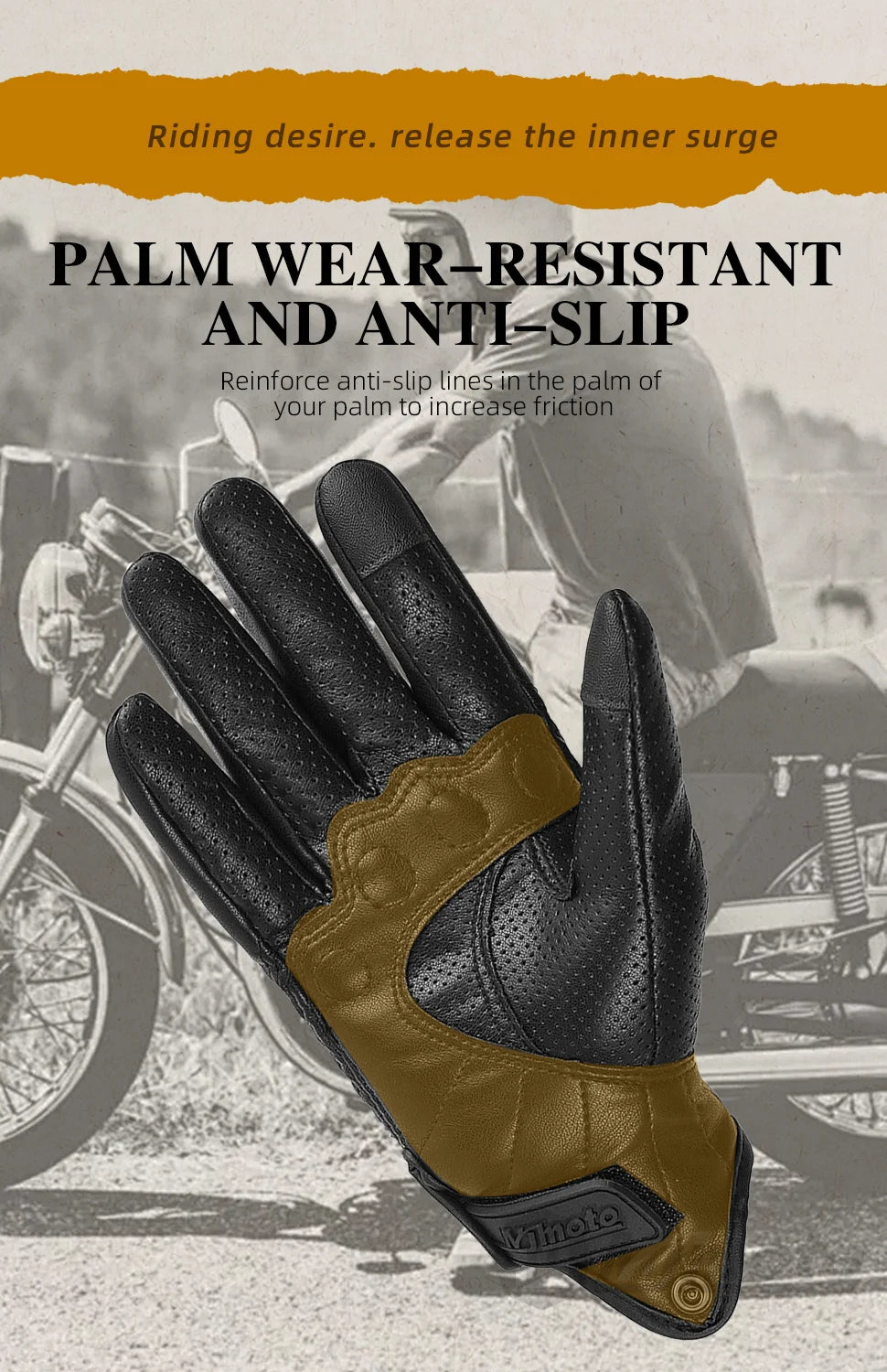 Motorcycle Gloves Summer Leather Motocross Glove Men Women Retro Biker Cycling Motorcyclist Protected Goatskin Mtb Cycling Glove
