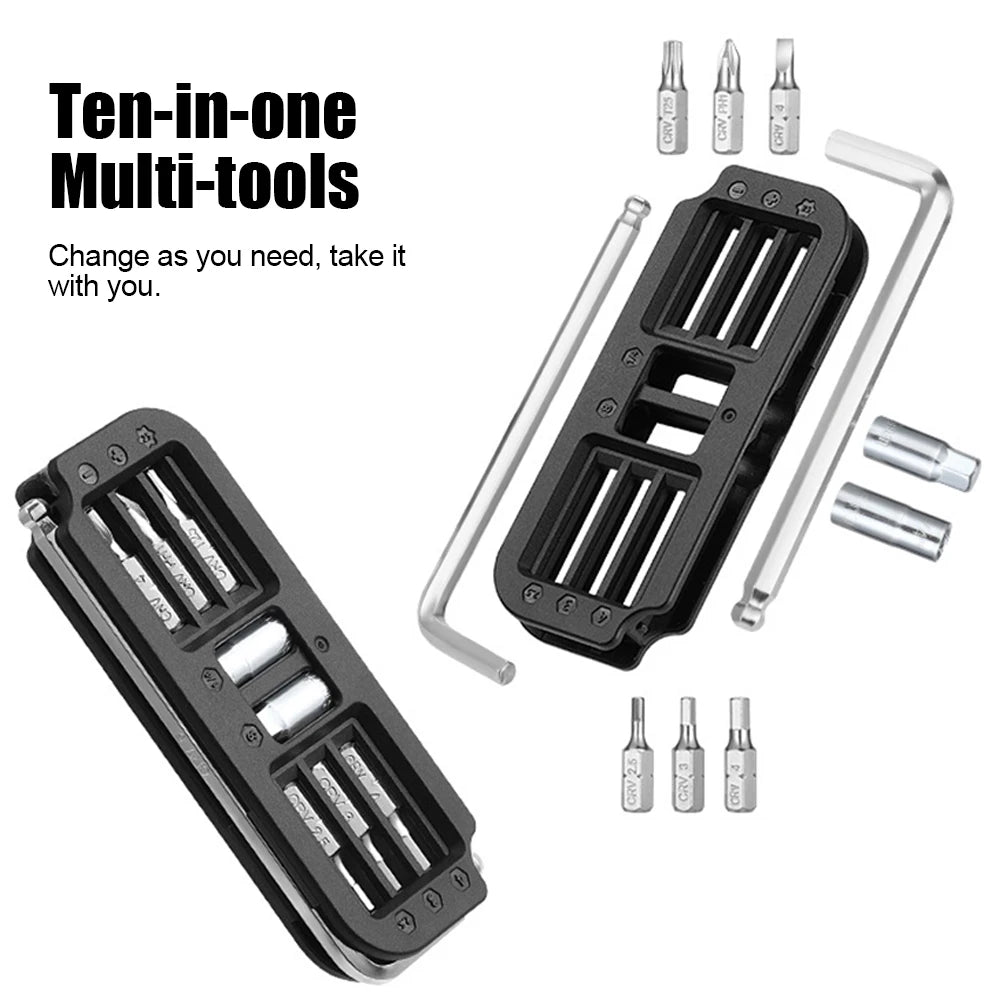 Bicycle Repair Tools 10 in 1 Multifunctional MTB Road Bike Tool Kit Portable Hexagon Wrench Bit Socket Set Tool Combination