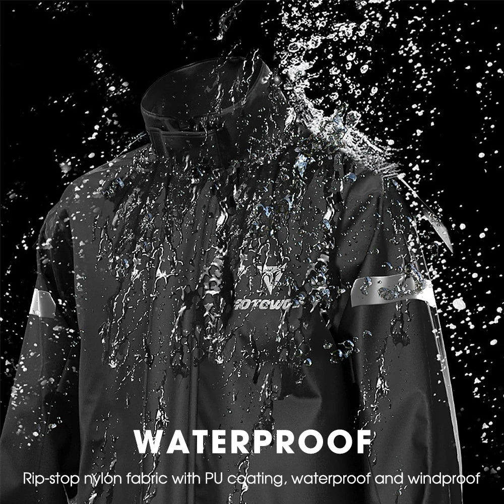 Men Motorcycle Rain Suit Outdoor Reflective Waterproof Rain Jacket and Pants Rain Gear for Bike Riding Cycle Camping Hiking