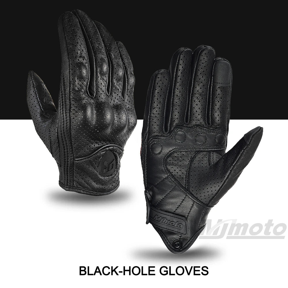 Motorcycle Gloves Summer Leather Motocross Glove Men Women Retro Biker Cycling Motorcyclist Protected Goatskin Mtb Cycling Glove