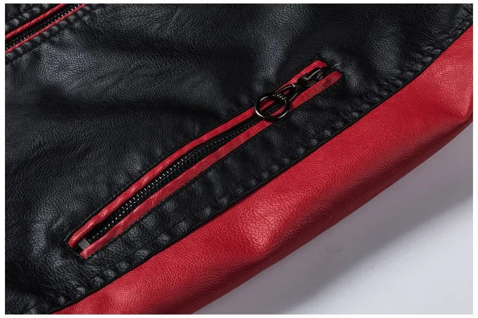 Biker Jacket Stylish Contrast Colors Classic Biker Overcoat Motor Men Jacket Motorcycle Baseball Men Y2K-Harajuku Patchwork